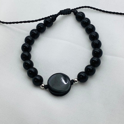Black Stone & Jade Handcrafted Bracelet