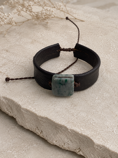 Jade & Leather Artisan Bracelet
