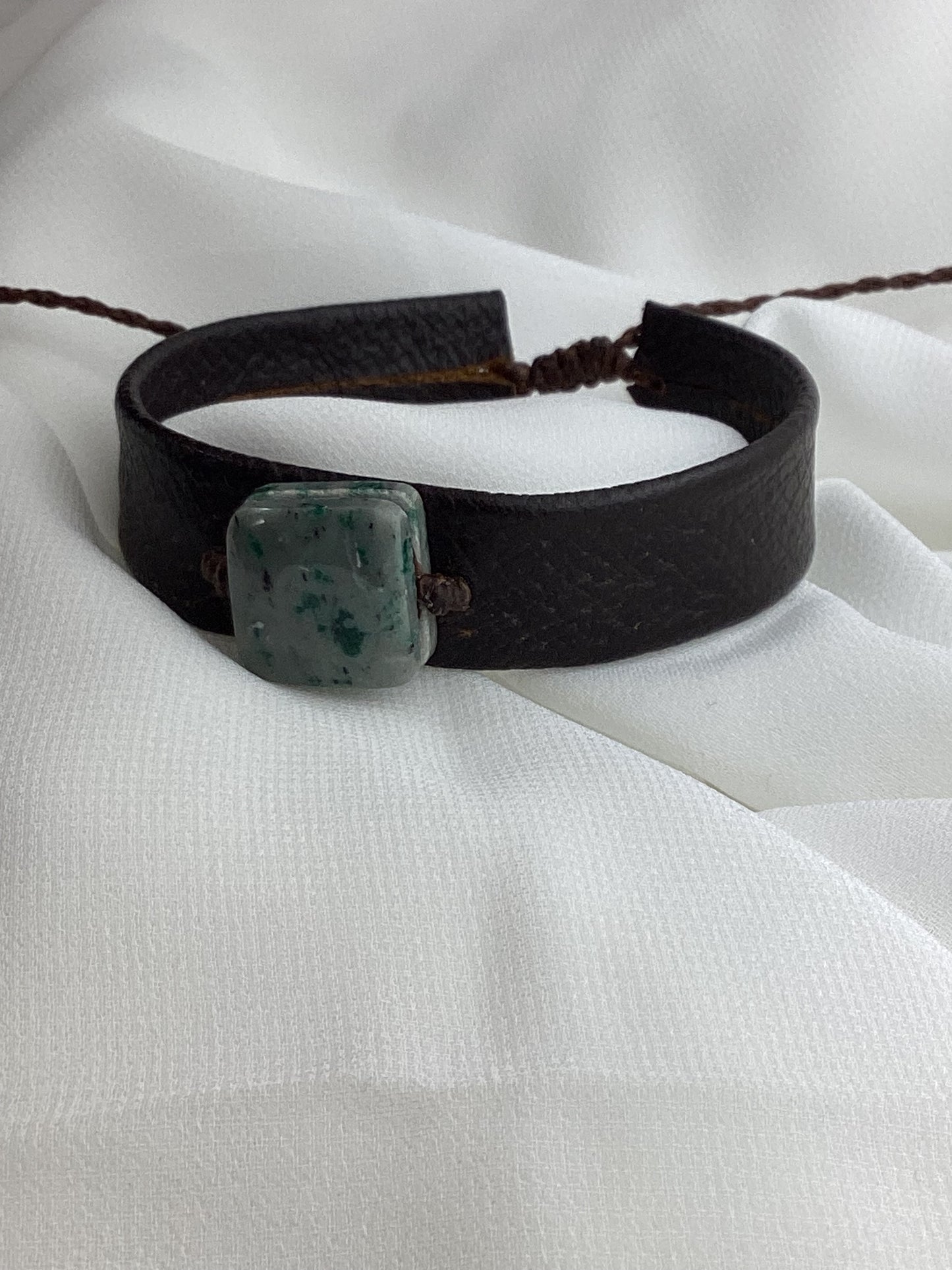 Jade & Leather Artisan Bracelet