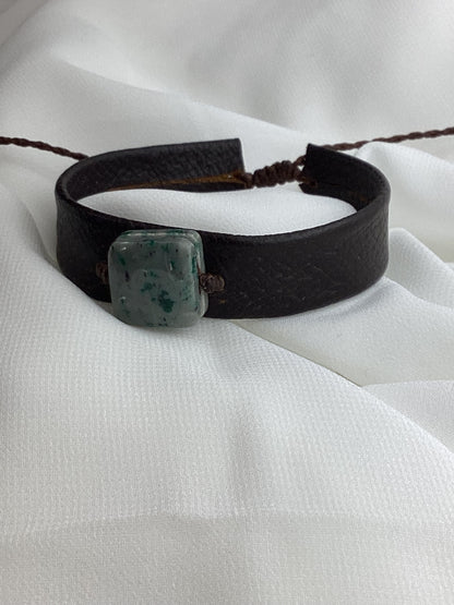Jade & Leather Artisan Bracelet
