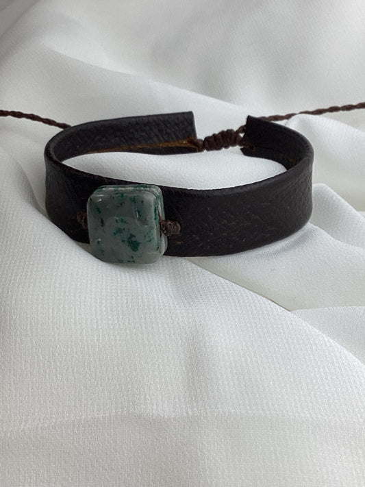 Jade & Leather Artisan Bracelet