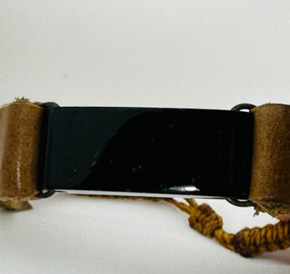 Handmade Guatemalan Black Jade & Leather Strap Bracelet