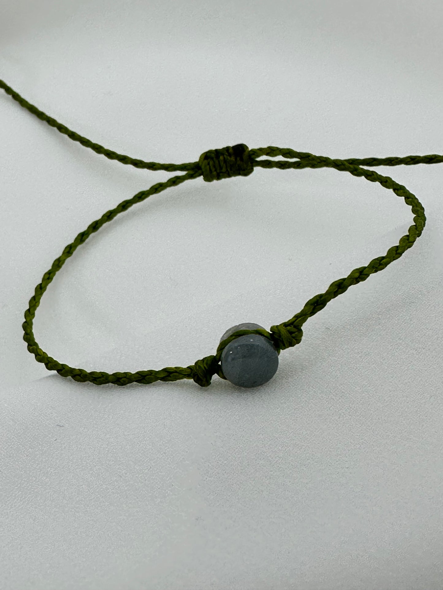 Dainty Guatemalan Blue Gray Jade Bead Stacking Bracelet