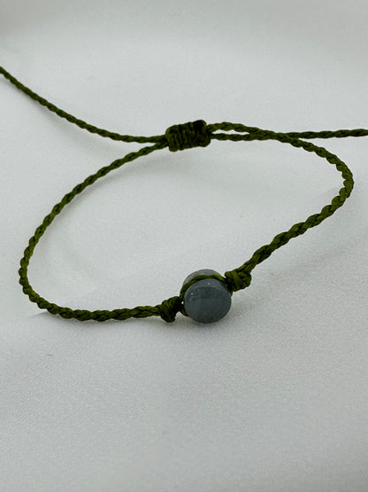 Dainty Guatemalan Blue Gray Jade Bead Stacking Bracelet