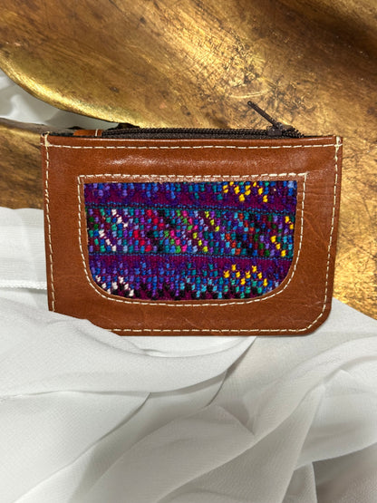 Handcrafted Leather & Maya Textile Card Holder