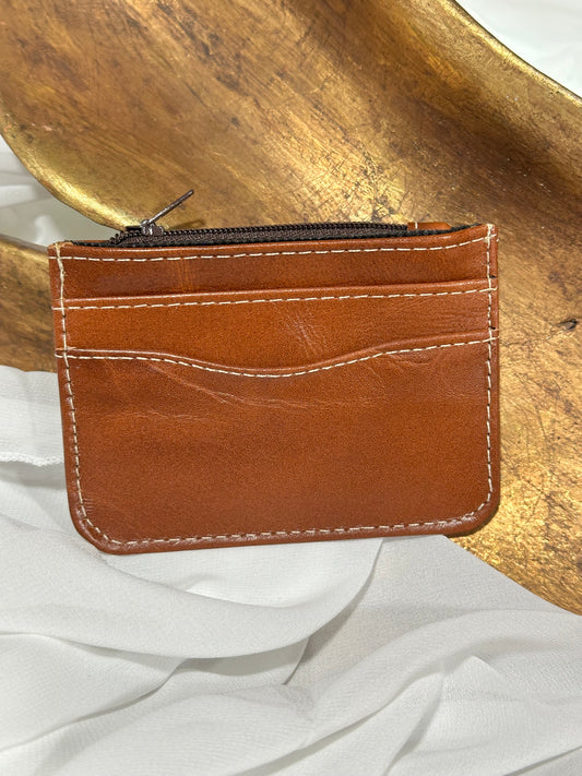 Handcrafted Leather & Maya Textile Card Holder