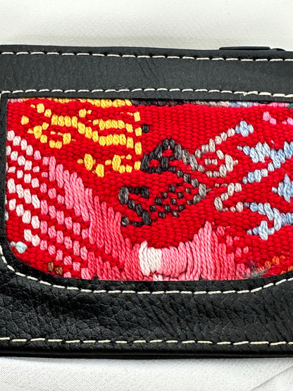 Handcrafted Genuine Leather Card Holder with Maya Textile Accent