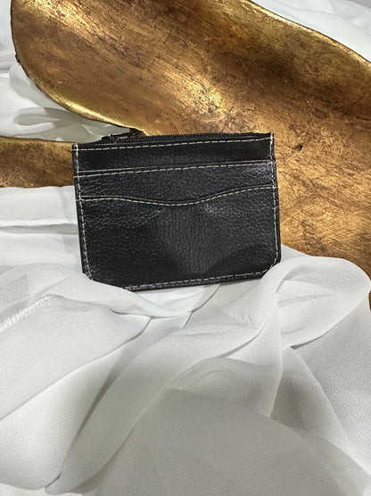 Handcrafted Genuine Leather Card Holder with Maya Textile Accent