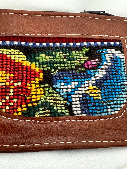 Handcrafted Leather Card Holder | Bird Embroidery Design