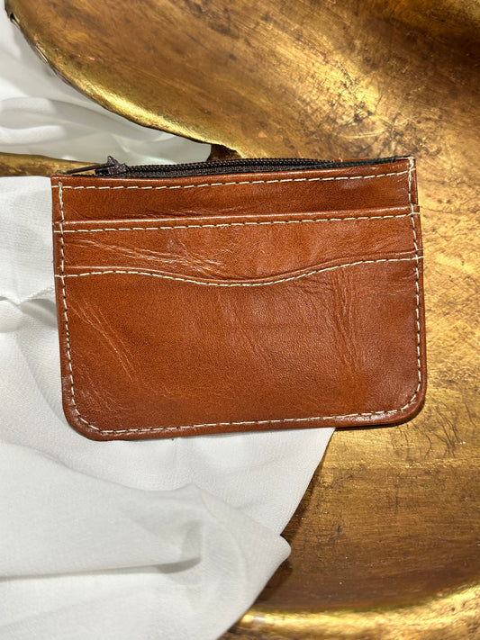 Handcrafted Leather Card Holder | Bird Embroidery Design