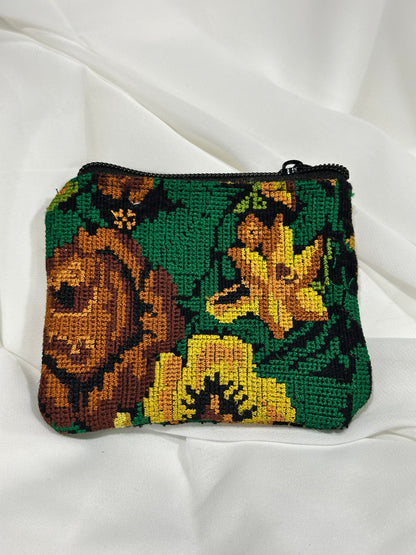 Handcrafted Floral Coin Purse / Mini Cosmetic Pouch | Guatemala