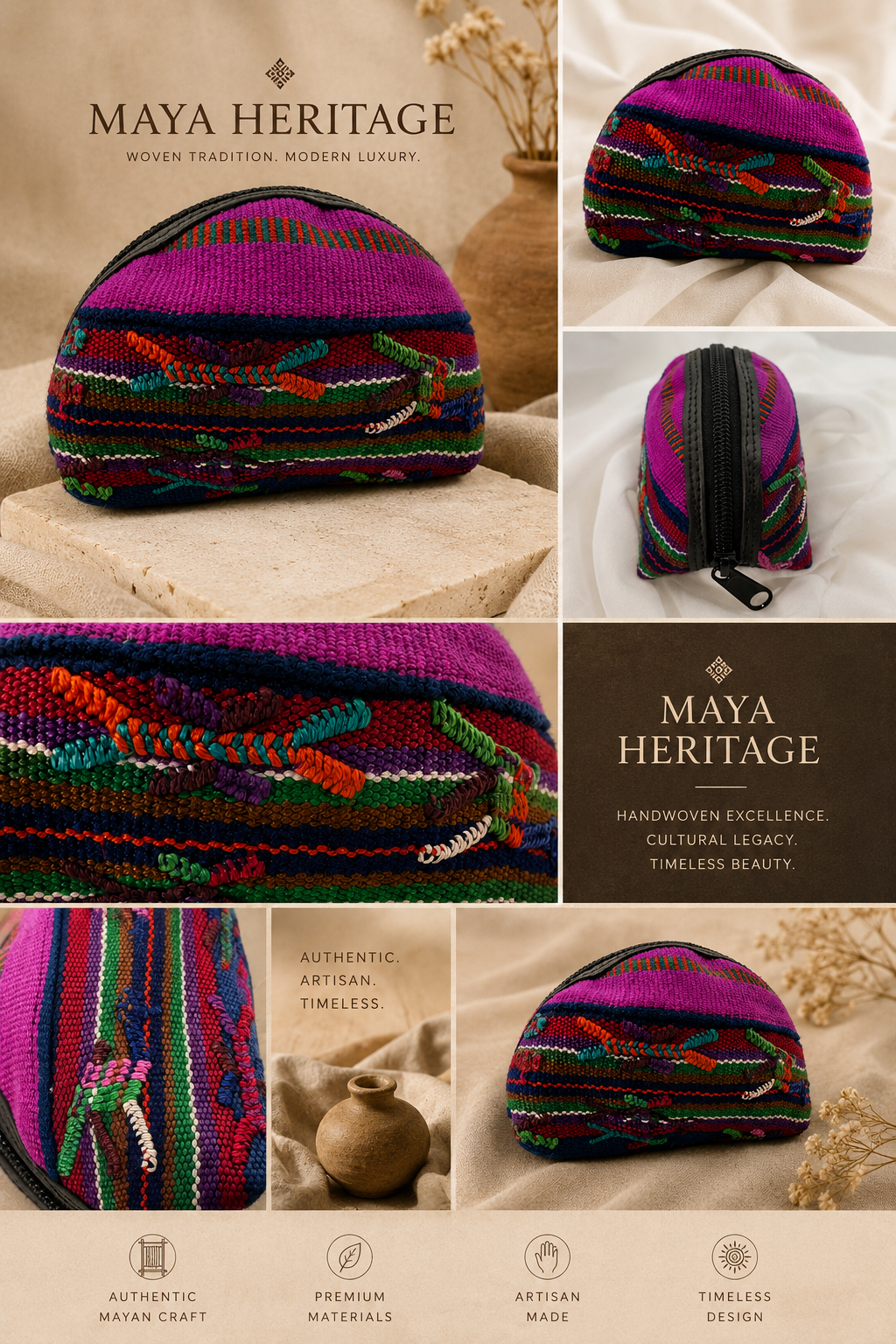 Handcrafted Guatemalan Coin Purse | Colorful Artisan Textile Zip Pouch