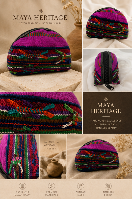 Handcrafted Guatemalan Coin Purse | Colorful Artisan Textile Zip Pouch
