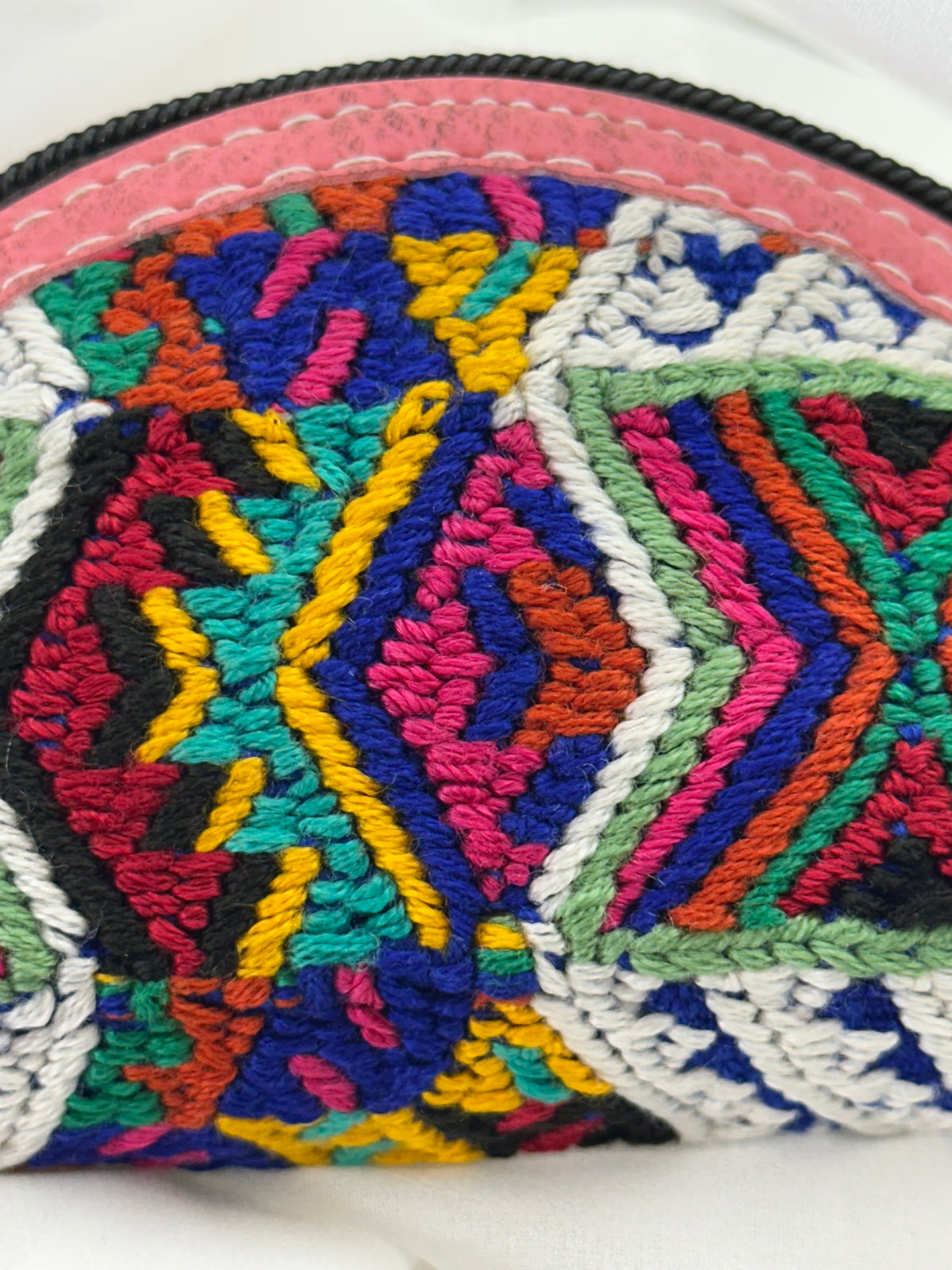 Vegan Leather | Handcrafted Guatemalan Huipil Coin Purse | Colorful Artisan Zip Pouch