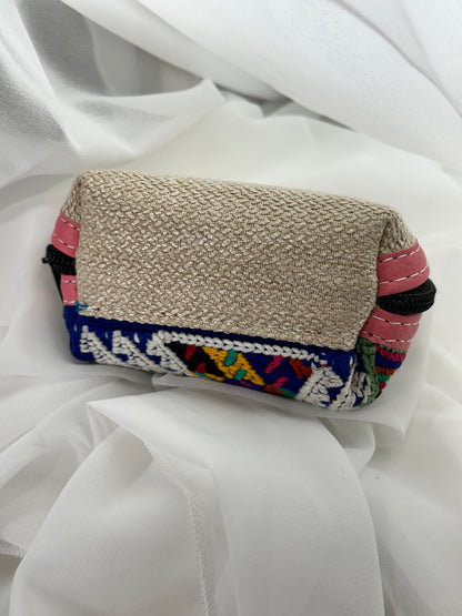 Vegan Leather | Handcrafted Guatemalan Huipil Coin Purse | Colorful Artisan Zip Pouch