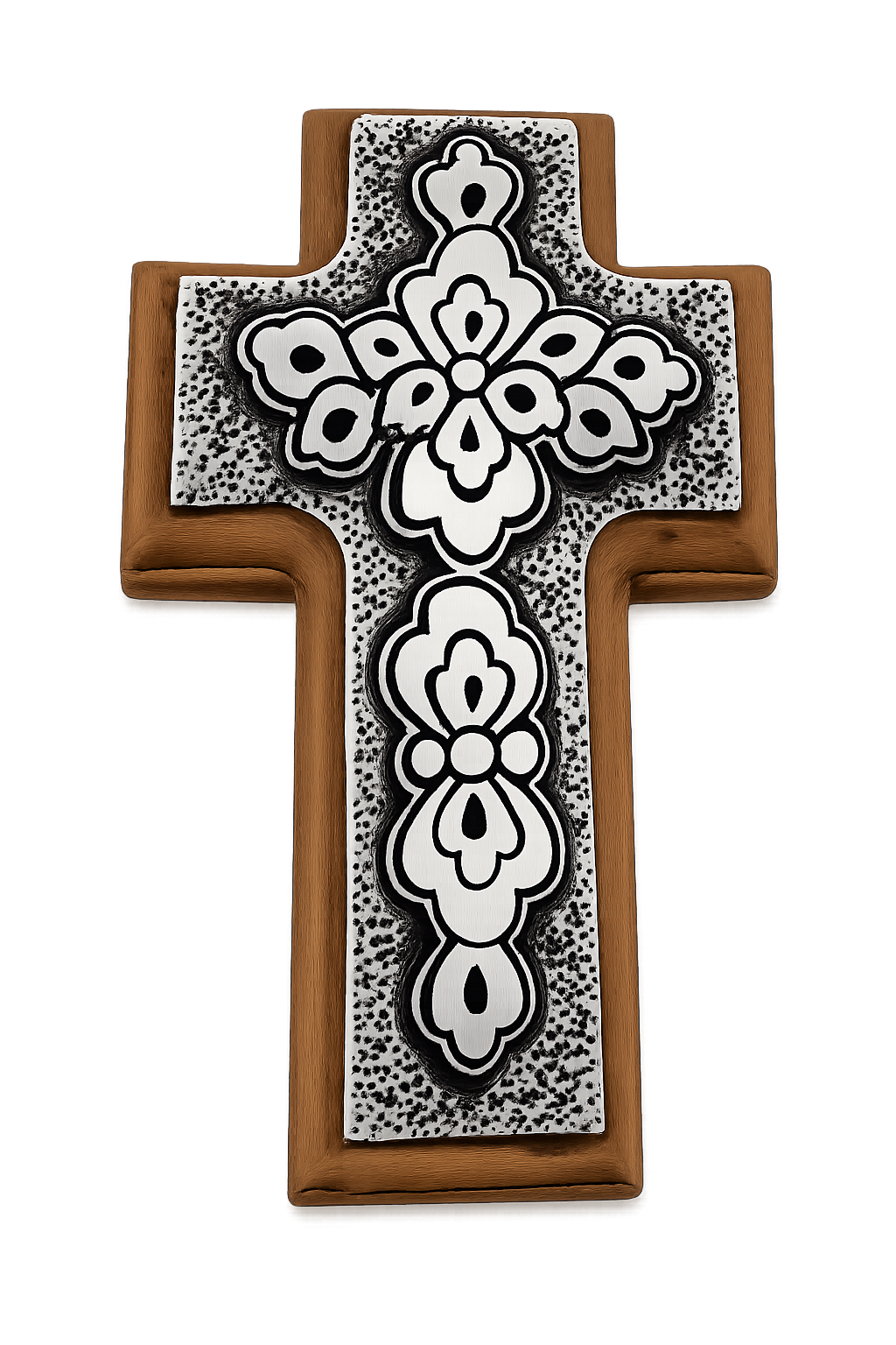 Handcrafted Mahogany and Hammered Metal Cross | Artisan Wall Decor from Antigua Guatemala
