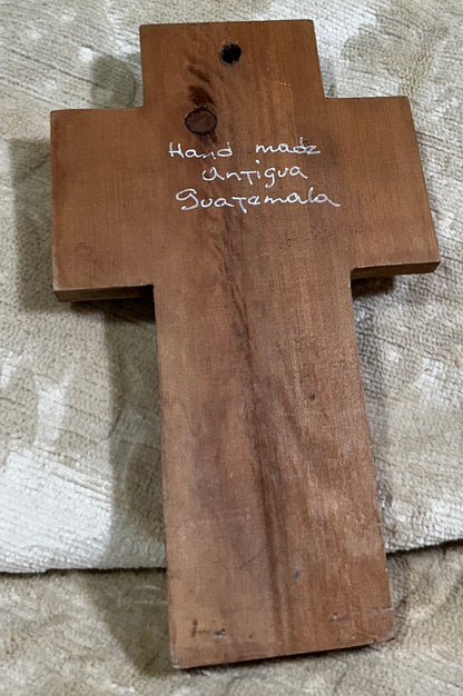 Handcrafted Mahogany and Hammered Metal Cross | Artisan Wall Decor from Antigua Guatemala
