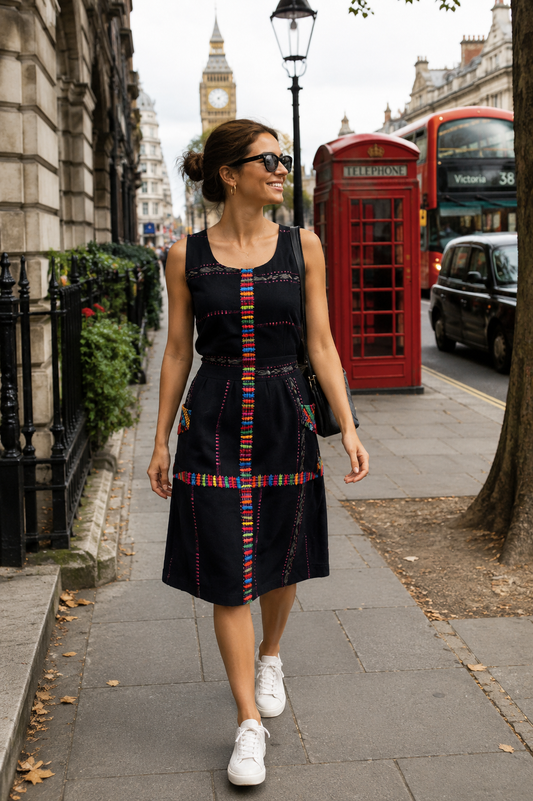 Handwoven Guatemalan Artisan Cotton Dress | Size S