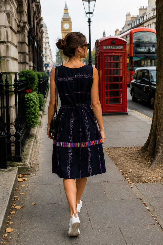 Handwoven Guatemalan Artisan Cotton Dress | Size S
