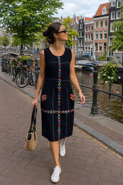 Midnight Bloom Artisan Dress | Handcrafted in Guatemala