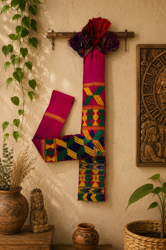 Vintage Handwoven Guatemalan Faja (Traditional Maya Belt)