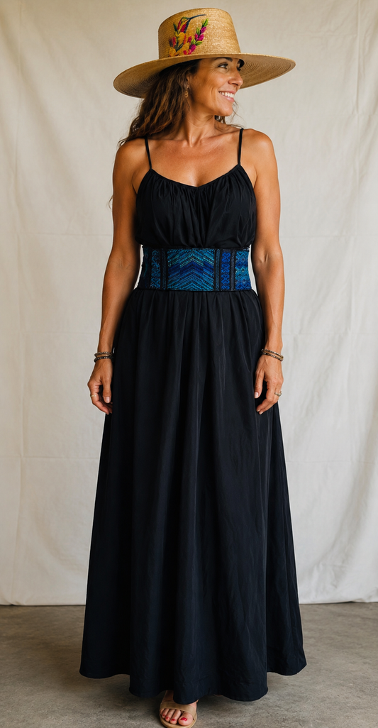 Vintage Handwoven Blue Guatemalan Faja (Traditional Belt/Sash)