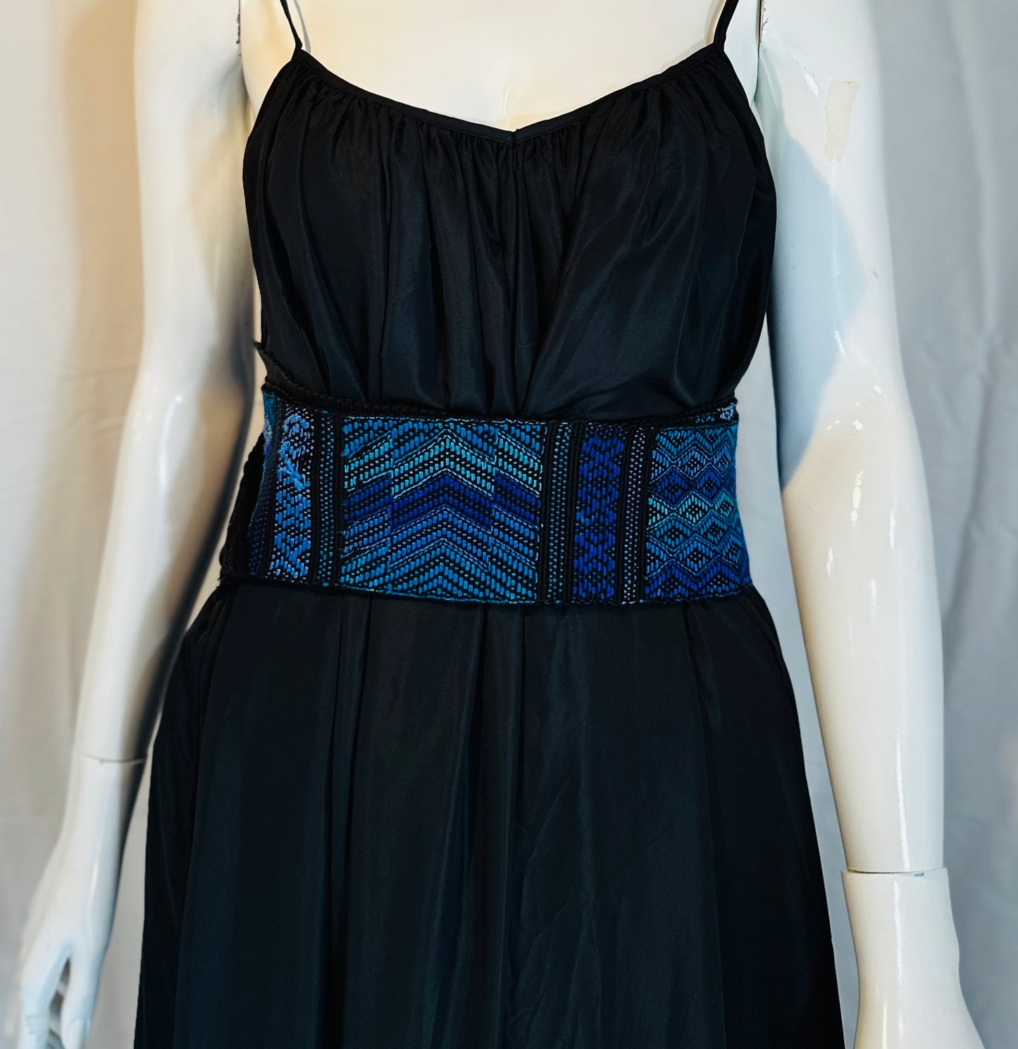 Vintage Handwoven Blue Guatemalan Faja (Traditional Belt/Sash)