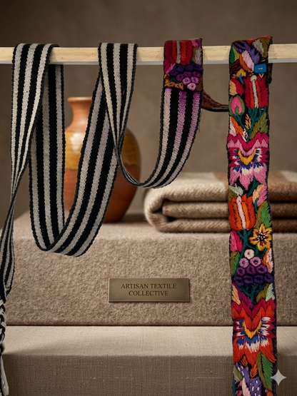 Vintage Guatemalan Embroidered Faja Belt | Floral Maya Textile
