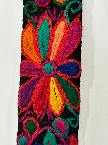 Vintage Guatemalan Embroidered Faja Belt | Floral Maya Textile