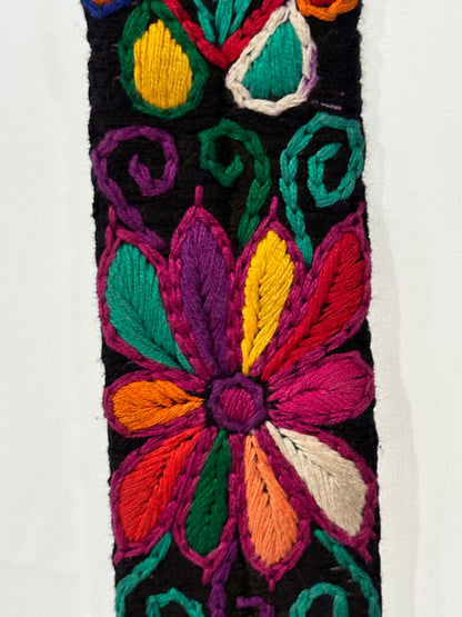 Vintage Guatemalan Embroidered Faja Belt | Floral Maya Textile