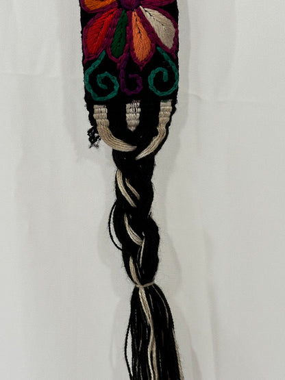Vintage Guatemalan Embroidered Faja Belt | Floral Maya Textile