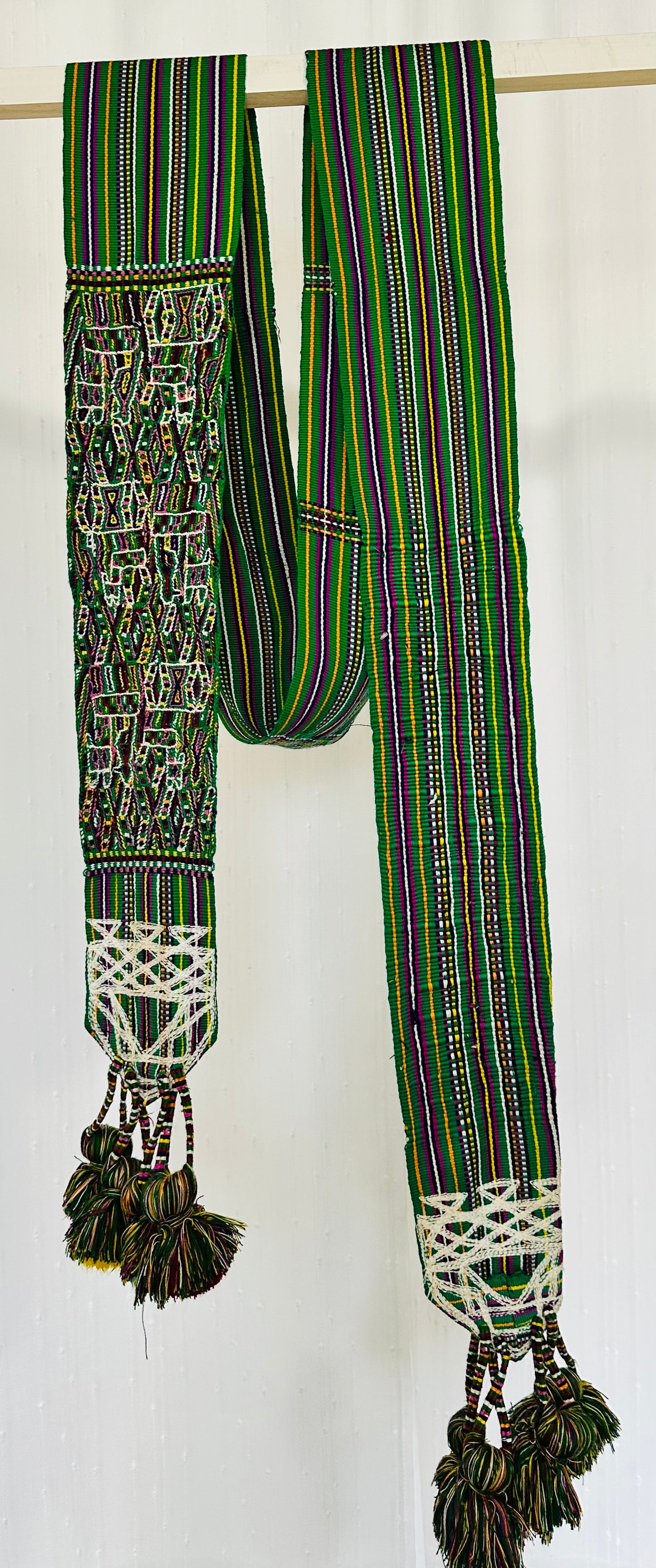 Vintage Guatemalan Handwoven Faja with Brocade Panel