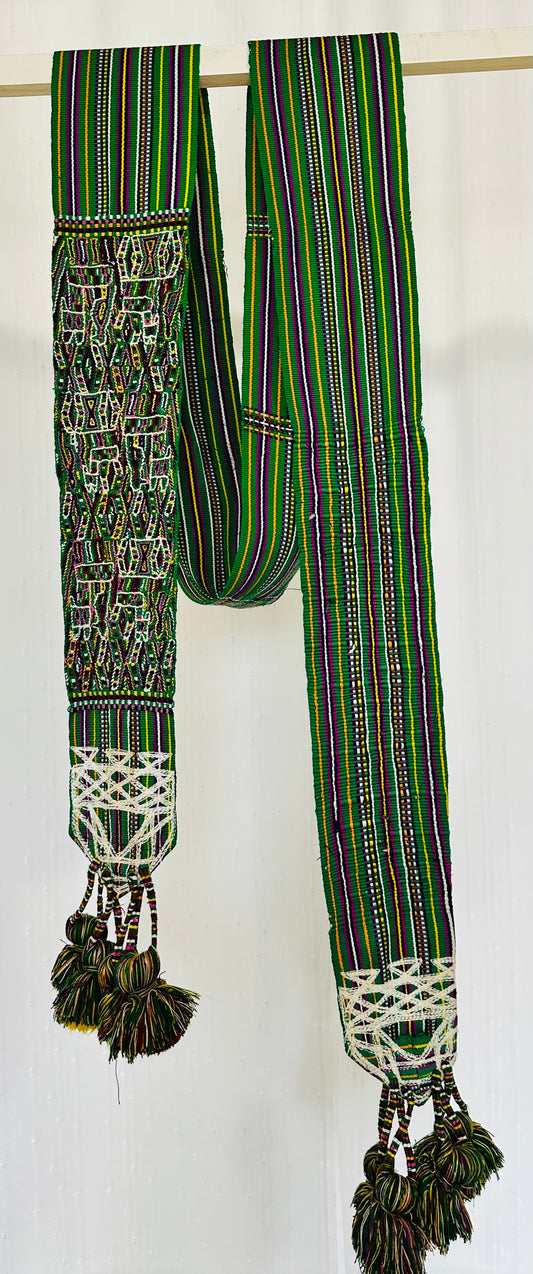 Vintage Guatemalan Handwoven Faja with Brocade Panel