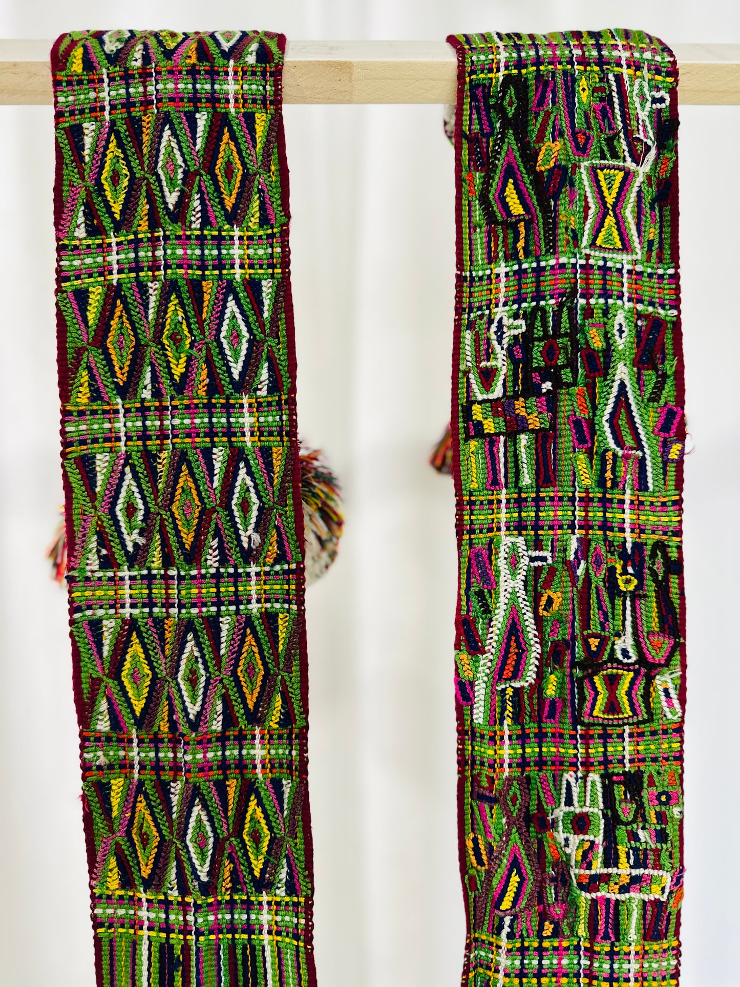 Handwoven Guatemalan Faja with Pom Poms | Artisan Waist Belt