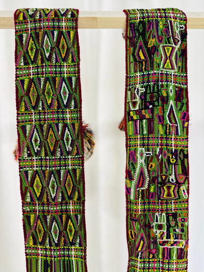 Handwoven Guatemalan Faja with Pom Poms | Artisan Waist Belt
