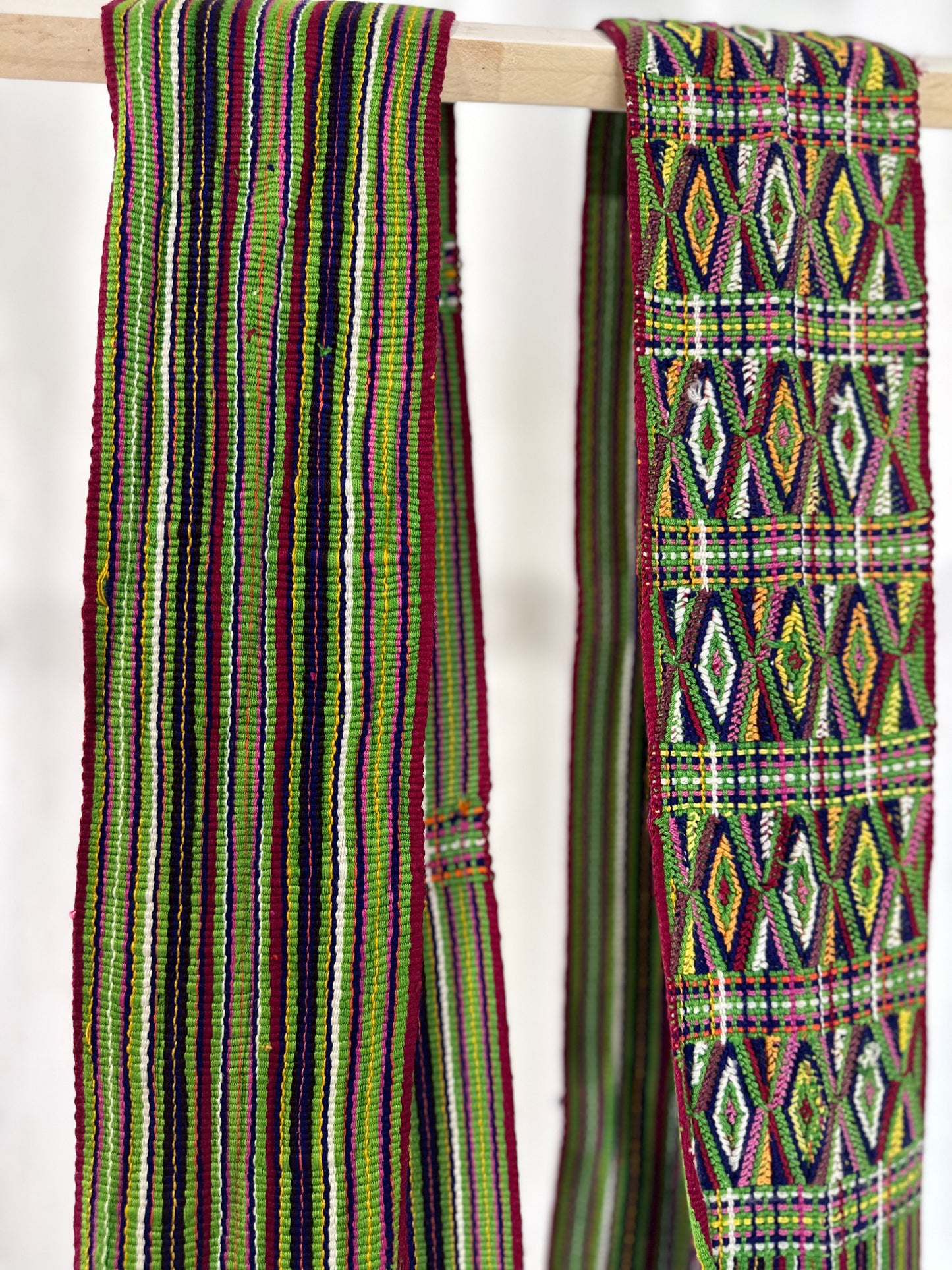 Handwoven Guatemalan Faja with Pom Poms | Artisan Waist Belt