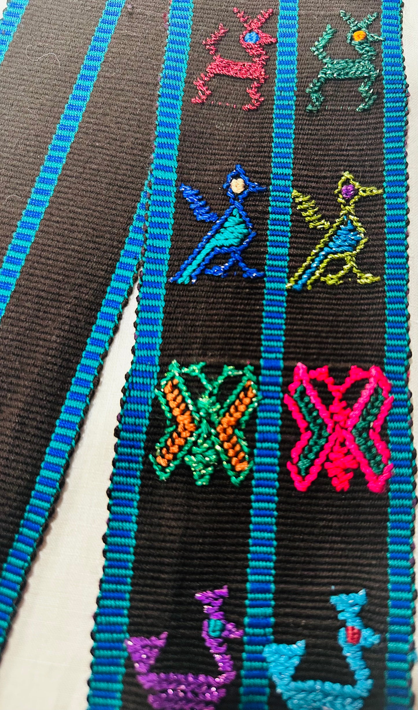 Handwoven Guatemalan Faja with Multicolor Maya Motifs | Artisan Belt