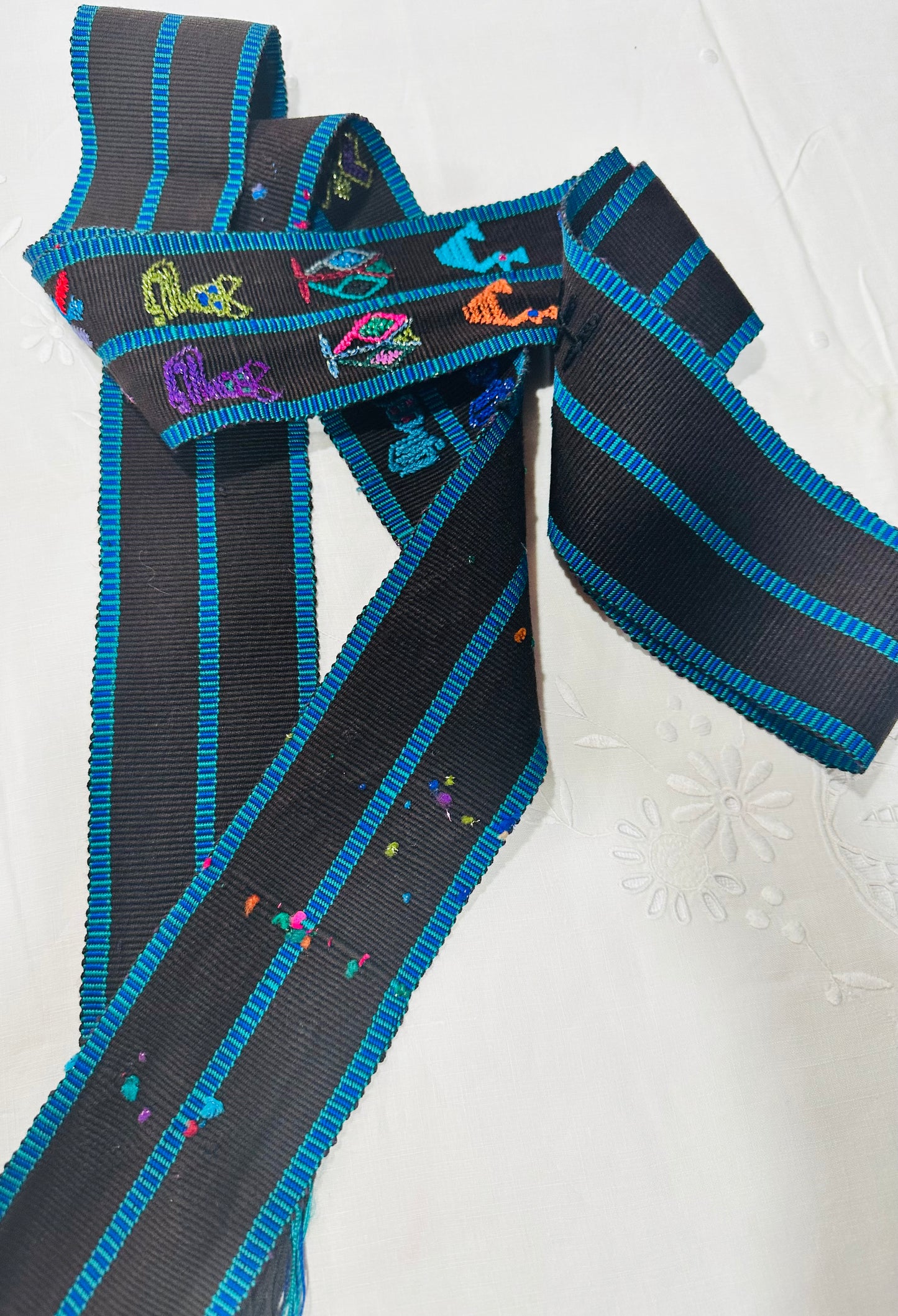 Handwoven Guatemalan Faja with Multicolor Maya Motifs | Artisan Belt