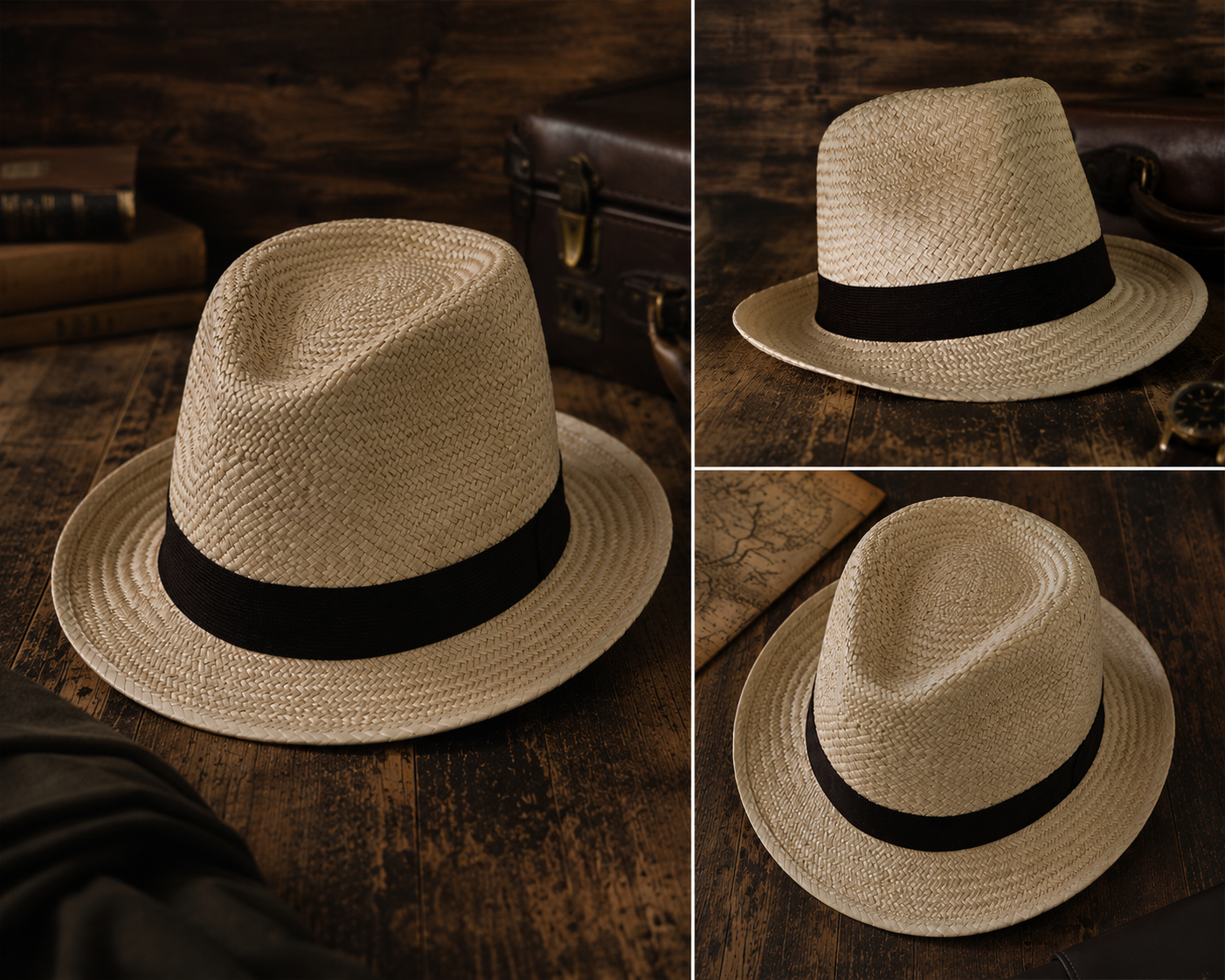 Natural Woven Straw Fedora Hat | Panama Style Summer Beach Hat | Unisex Resort Wear