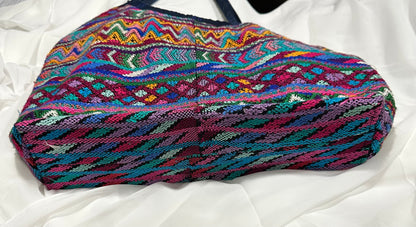 Handwoven Guatemalan Electric Zigzag Huipil Tote Bag | Vibrant Artisan Shoulder Bag&nbsp;