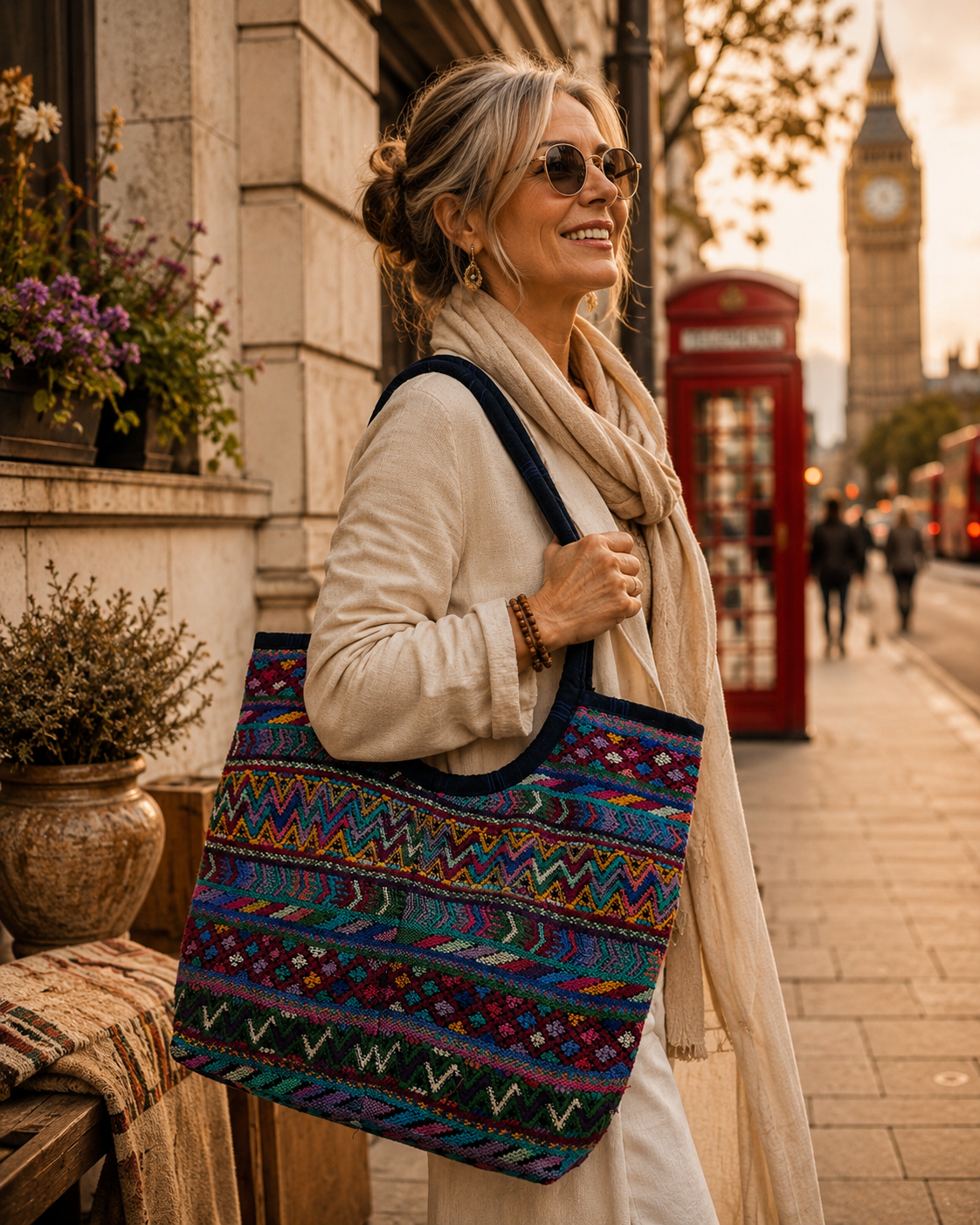 Handwoven Guatemalan Electric Zigzag Huipil Tote Bag | Vibrant Artisan Shoulder Bag&nbsp;