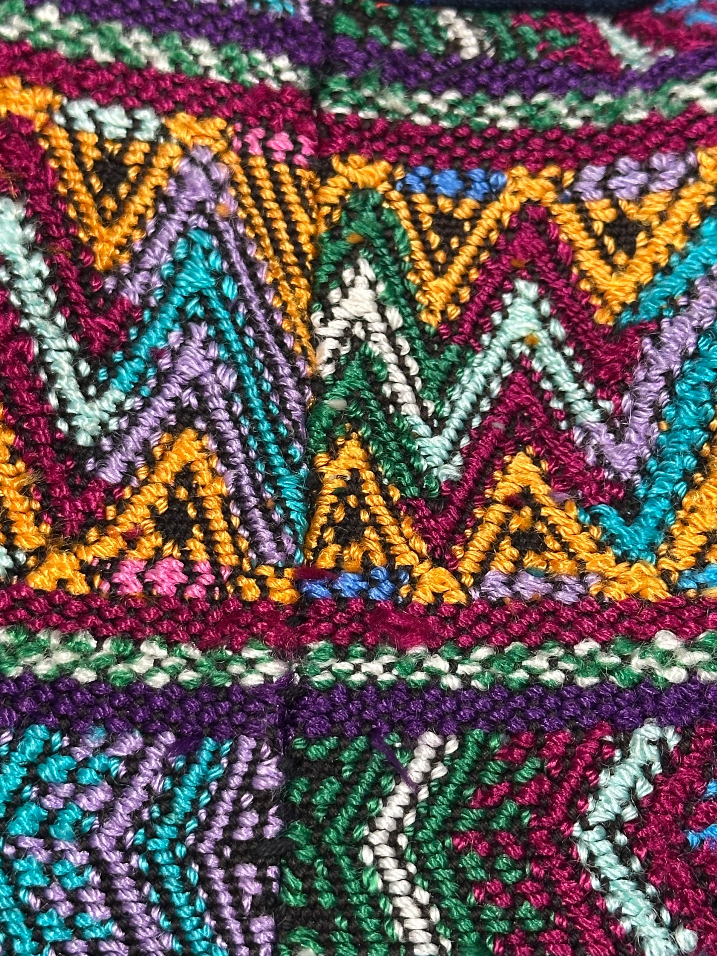 Handwoven Guatemalan Electric Zigzag Huipil Tote Bag | Vibrant Artisan Shoulder Bag&nbsp;