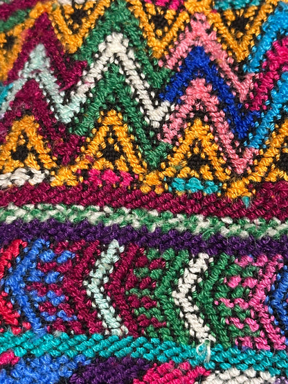 Handwoven Guatemalan Electric Zigzag Huipil Tote Bag | Vibrant Artisan Shoulder Bag&nbsp;