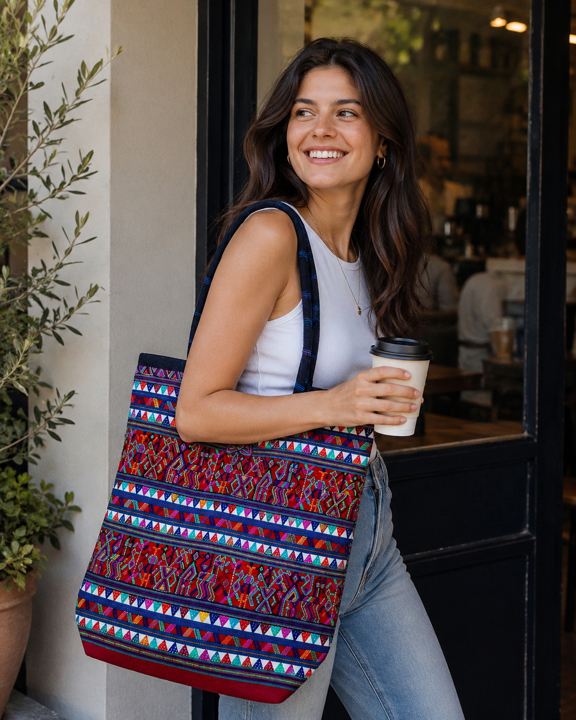 Crimson Triangle Menagerie Huipil Market Tote