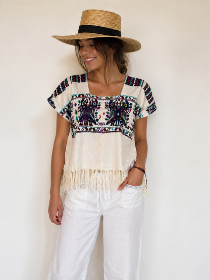 Vintage Handwoven Huipil from San Juan Sacatepequez, Guatemala