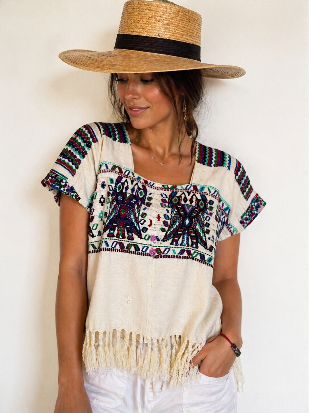 Vintage Handwoven Huipil from San Juan Sacatepequez, Guatemala