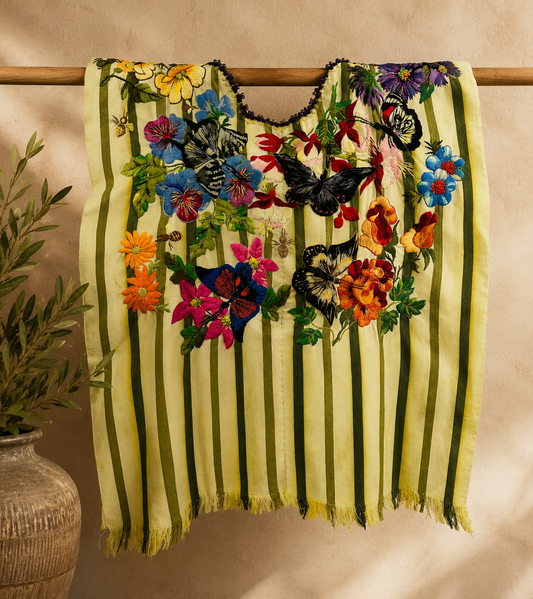 Vintage Handwoven Floral Huipil from Chichicastenango, El Quiche