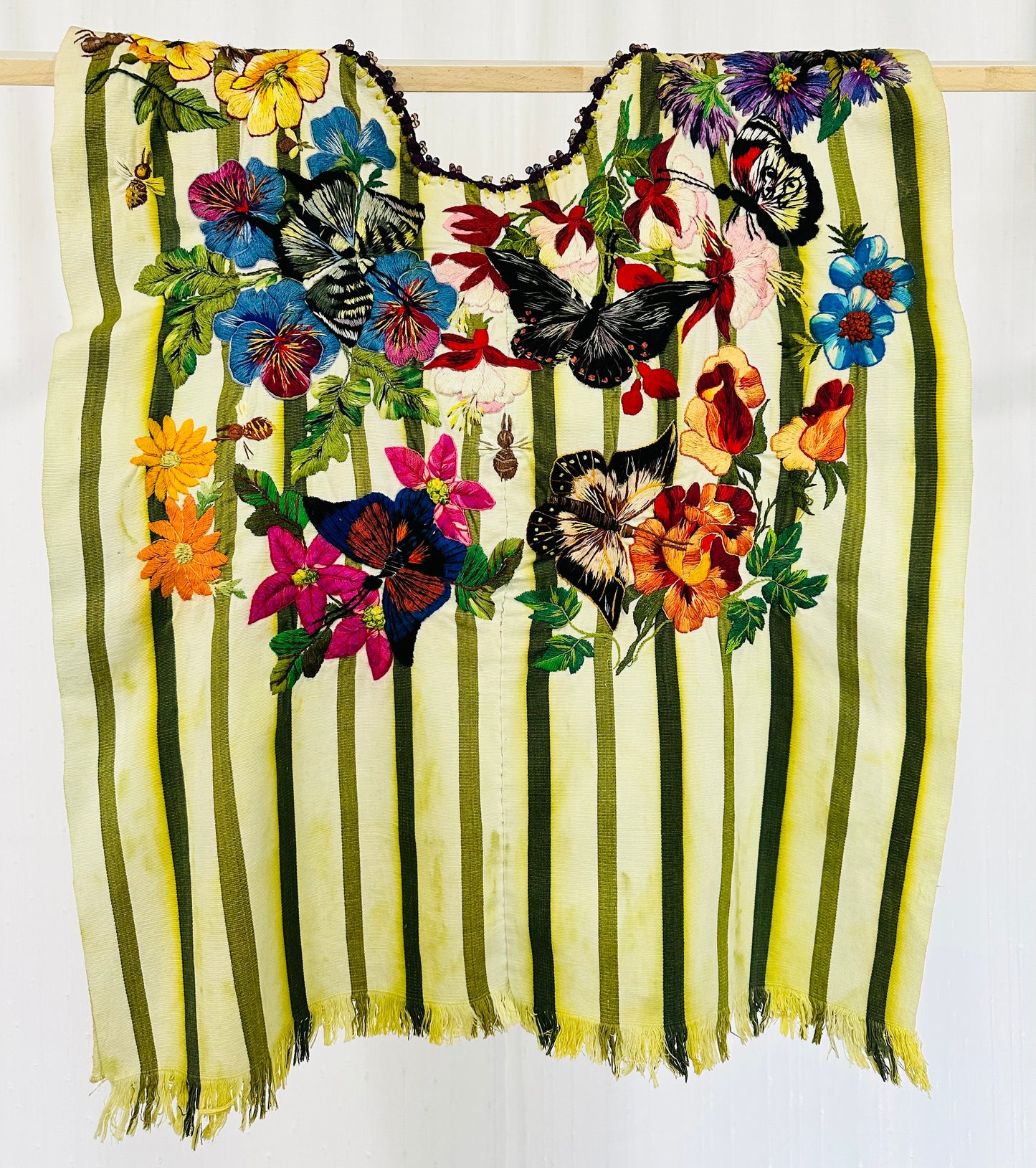 Vintage Handwoven Floral Huipil from Chichicastenango, El Quiche