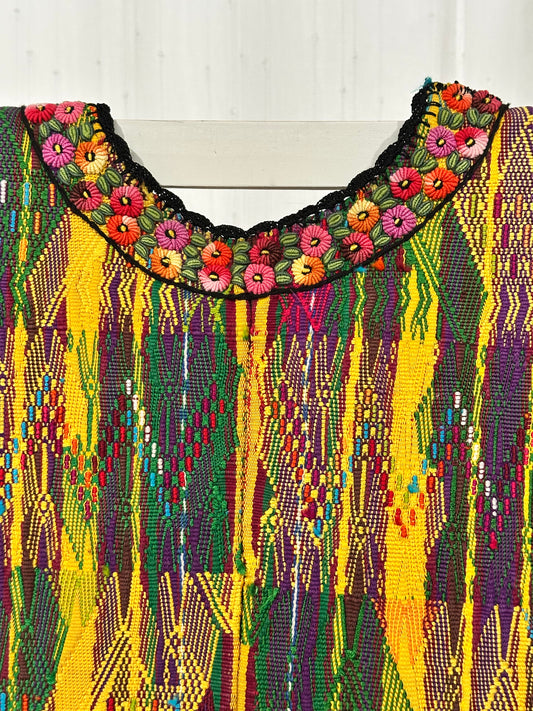 Vintage Ceremonial Huipil from Nebaj, Guatemala | Handwoven Maya Textile Art