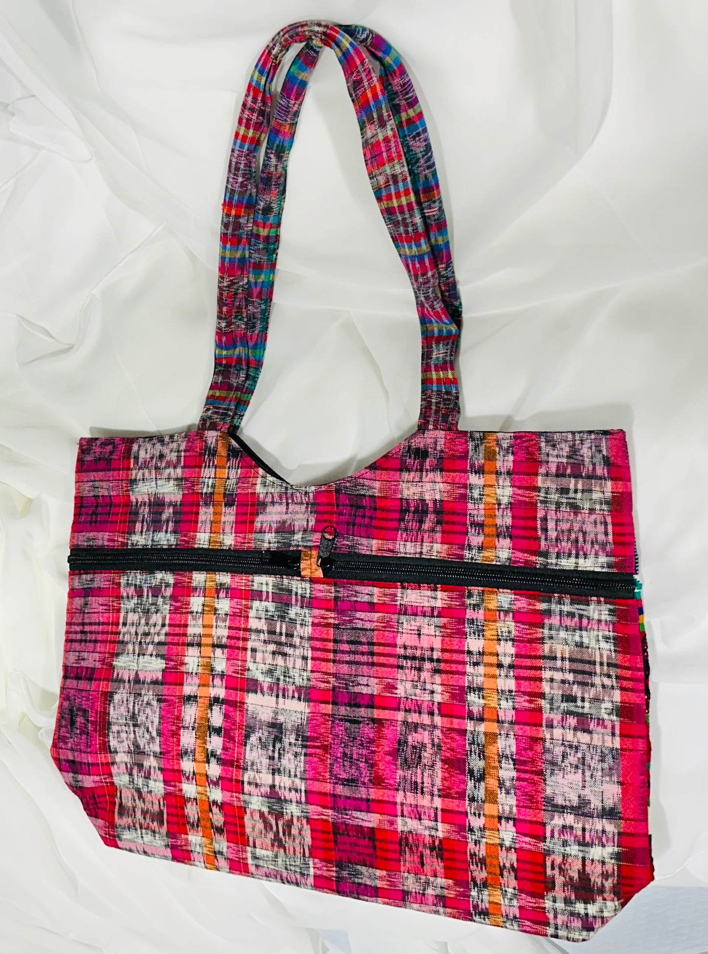 Handcrafted Guatemalan Huipil | Festival of Birds Huipil Tote with Front Pocket